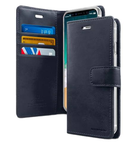 iPhone 16 Pro Max Wallet Case – Navy | Goospery Mercury Bluemoon Premium PU Leather with Secure Magnetic Closure image 0