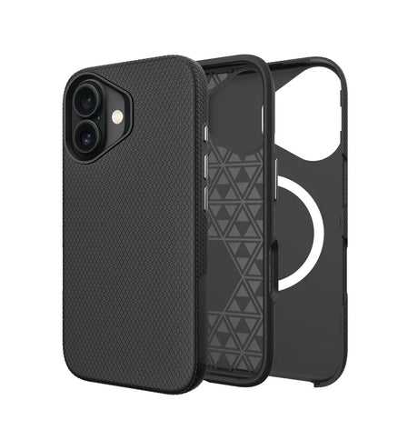 iPhone 16 Plus Triangle Pattern MagSafe Case - Black | Rugged Shockproof Back Cover image 0