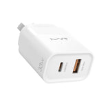 MVR 33W USB-A Plus Type-C  Wall Adapter – White | Fast Charge Support, Compact Design & Universal Compatibility