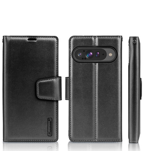 Google Pixel 9 Pro XL Wallet Case - Black | Hanman Diary Flip Cover with Card Slots image 0