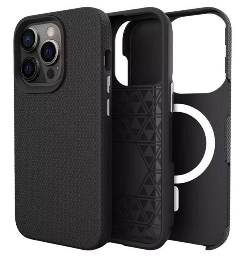 iPhone 15 Pro Max Triangle Pattern MagSafe Case - Black | Rugged Shockproof Back Cover image 1