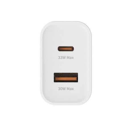 MVR 33W USB-A Plus Type-C  Wall Adapter – White | Fast Charge Support, Compact Design & Universal Compatibility
