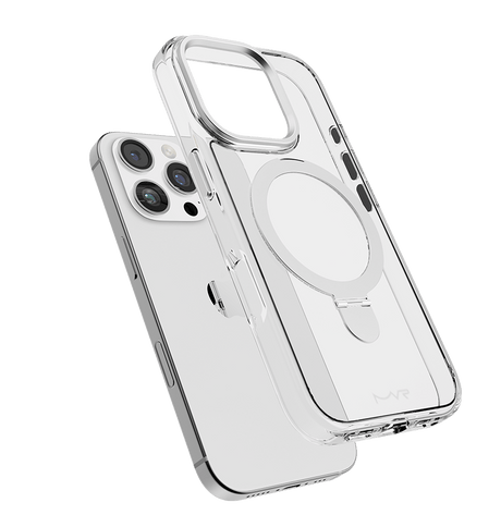 iPhone 16 Pro Max MVR Stellar Stand Case - Silver | Built In Adjustable Kickstand Back Cover image 1
