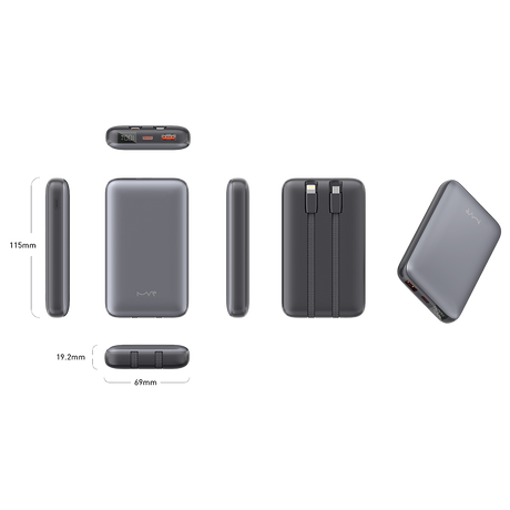 Rapid-10x Ultrafast 10000mAh MVR Power Bank - Grey | Compact Portable Dual USB Charging image 3