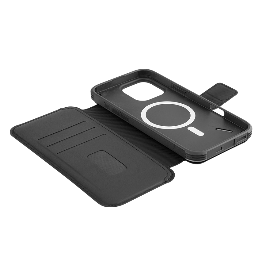 iPhone 16 Pro Max MVR Luxe Guard MagSafe Wallet Case - Black | Detachable Flip Cover, Card Holder image 3