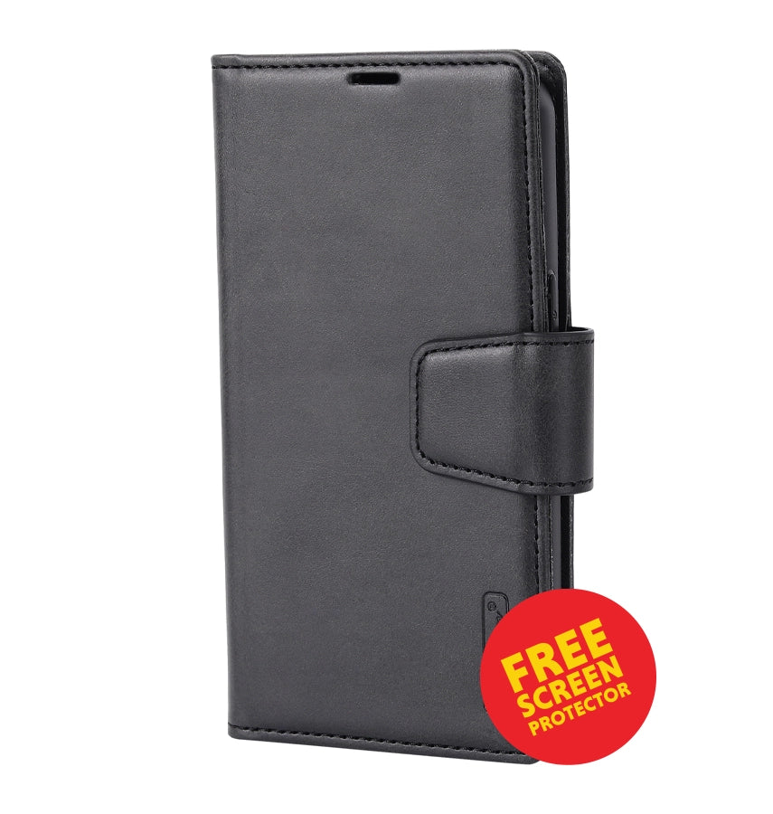 Samsung S26 Leather Case – Black | Hanman Magnetic Detachable Wallet Protective Cover with Slim & Durable Design image 0