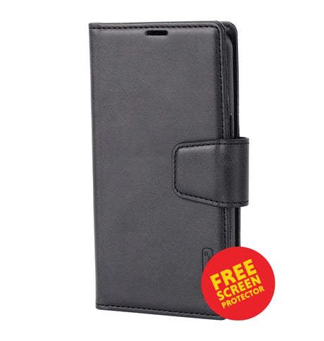 Samsung S26 Leather Case – Black | Hanman Magnetic Detachable Wallet Protective Cover with Slim & Durable Design image 0