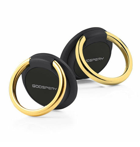 Mercury Goospery Universal Phone Grip Ring - Black & Gold | 360° Rotatable, Light Weight Holder image 0