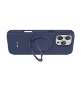 iPhone 16 Pro Case - Navy | MVR Liquid Silicone Stand Cover, Soft - Touch, Adjustable Kickstand image 3