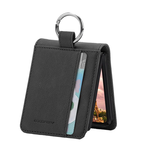 Samsung Galaxy Z Flip 6 Mercury Diary Case - Black | Slim Hard Back Cover with Card Slots image 0
