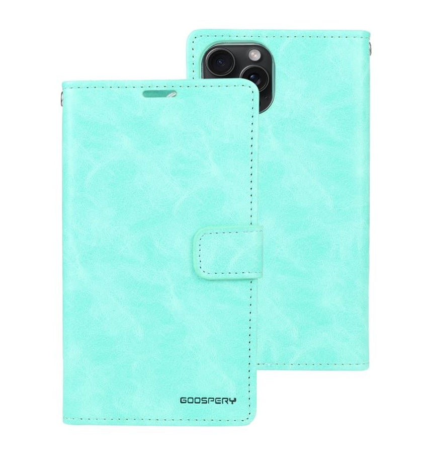 iPhone 15 Pro Wallet Case – Soft Mint Green | Goospery Mercury Bluemoon PU Leather Wallet Case for Women & Men image 0