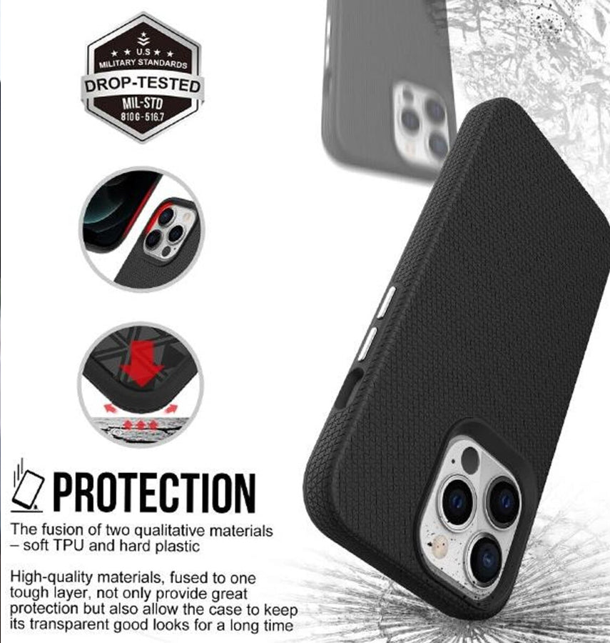 iPhone 15 Pro Max Triangle Pattern MagSafe Case - Black | Rugged Shockproof Back Cover image 3