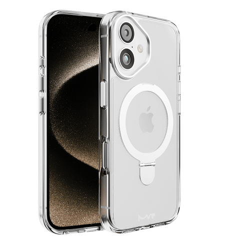 iPhone 16 Stellar Stand Case - Silver | Built In Adjustable Kickstand, Shockproof Back Cover image 4