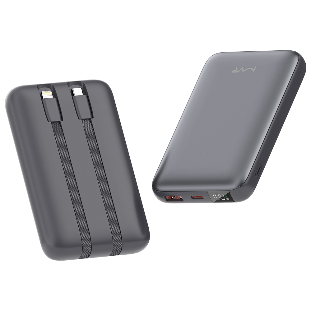 Rapid-10x Ultrafast 10000mAh MVR Power Bank - Grey | Compact Portable Dual USB Charging image 2