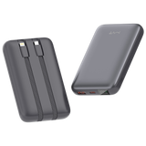 Rapid-10x Ultrafast 10000mAh MVR Power Bank - Grey | Compact Portable Dual USB Charging image 2
