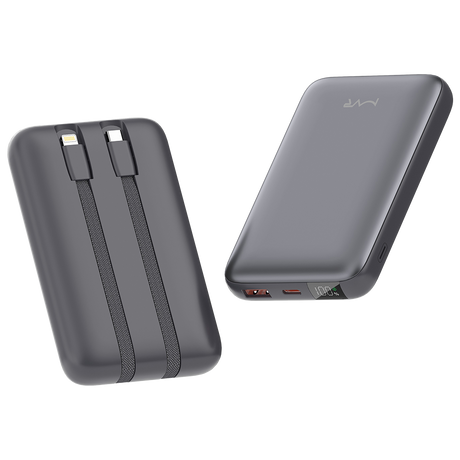 Rapid-10x Ultrafast 10000mAh MVR Power Bank - Grey | Compact Portable Dual USB Charging image 2