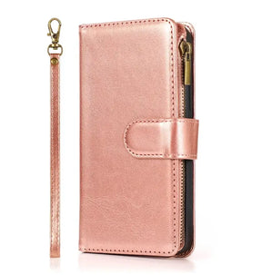 iPhone 17 Pro Max Zipper Wallet Case – Rose Gold | Multi-Slot Leather Wallet, Zipper Closure, MagSafe Compatible image 0