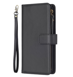 iPhone 13 Pro Max Premium Zippered Wallet Case - Black | with Wrist Strap & Cash Compartment image 0