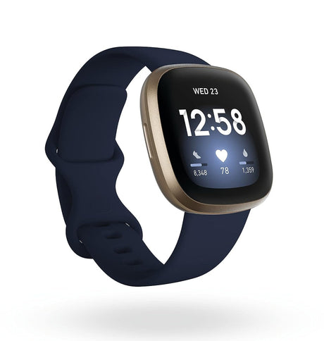 Fitbit Versa 3 Health Smartwatch - Navy Gold Stainless Steel Case with SpO2 Monitor image 0