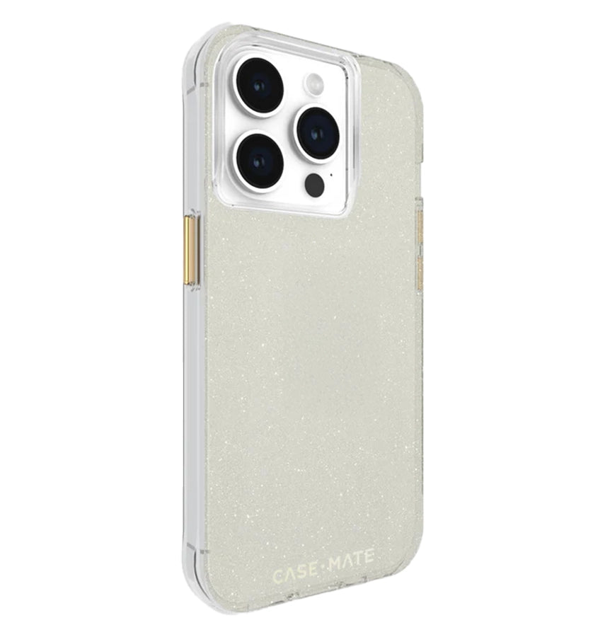 iPhone 15 Pro Case – Gold | Case-Mate Sheer Crystal MagSafe Cover with Sparkling Finish & Drop Protection image 1