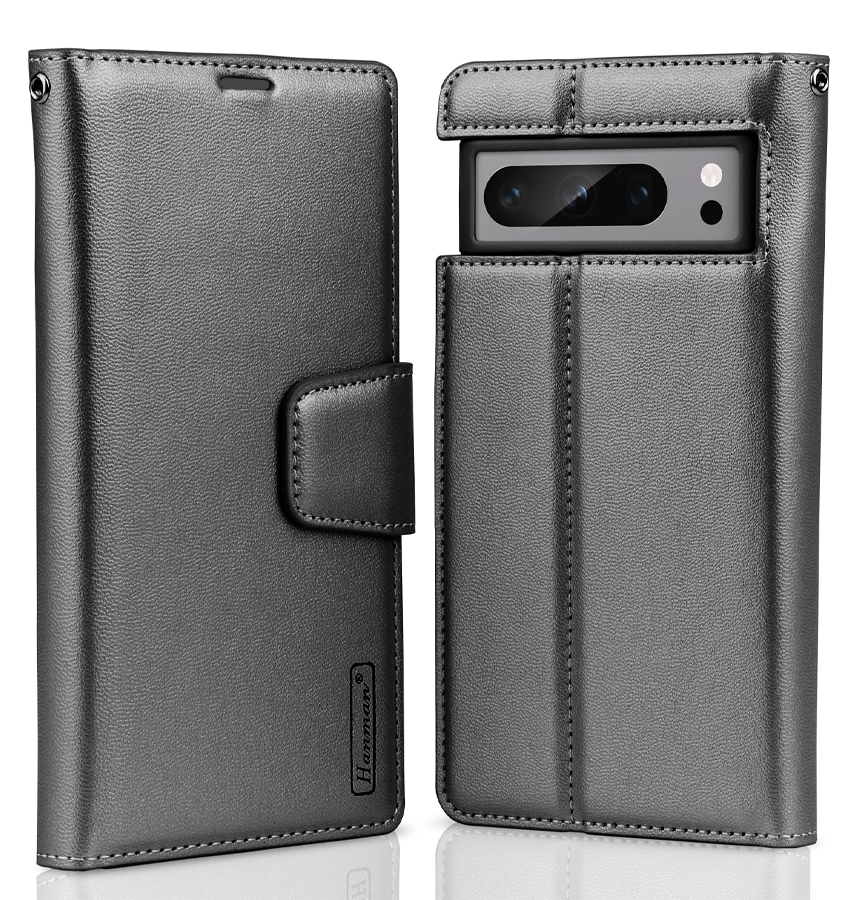 Google Pixel 8a Wallet Case - Black | Hanman Diary Flip Cover with Card Slots image 0