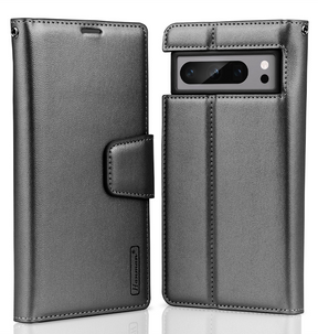 Google Pixel 8a Wallet Case - Black | Hanman Diary Flip Cover with Card Slots image 0