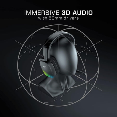 Wireless Gaming Headset – Black | ROCCAT Syn Pro Air Series – 3D Audio, RGB Lighting, Adjustable Fit