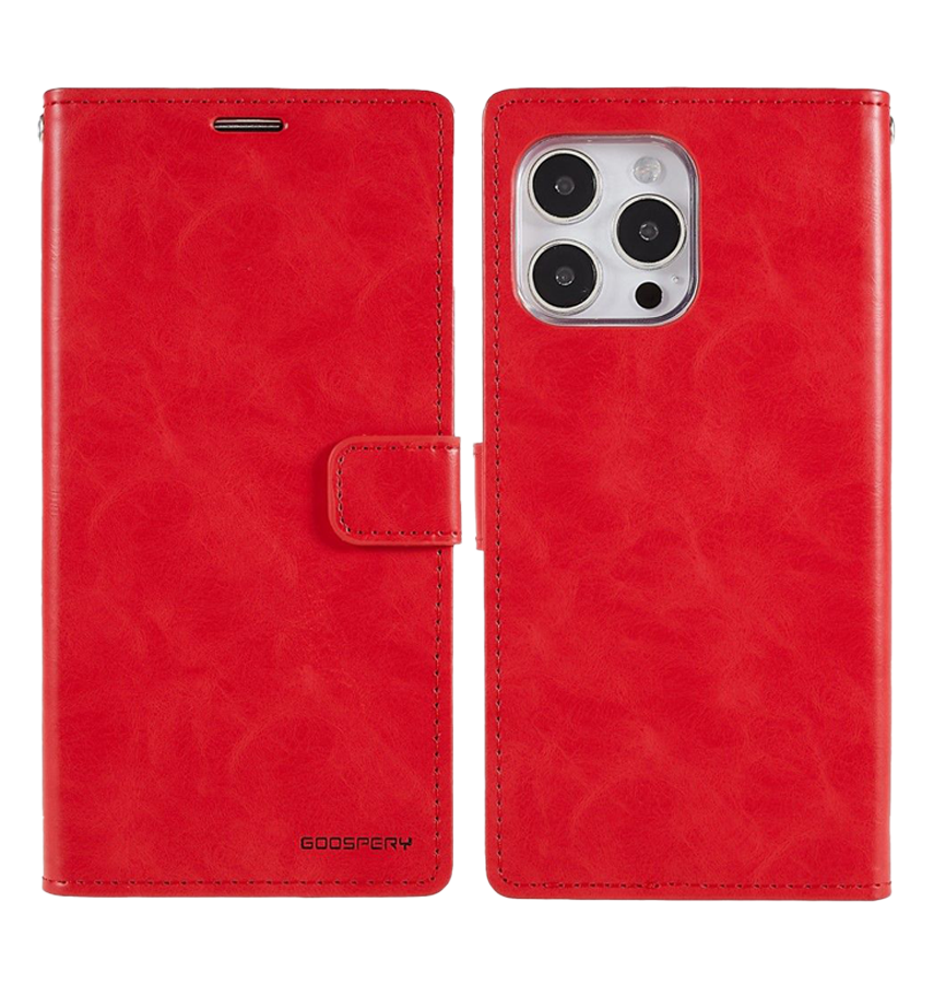 iPhone 14 Pro Max Wallet Case – Red | Goospery Mercury Bluemoon Premium Dairy Flip Cover image 0