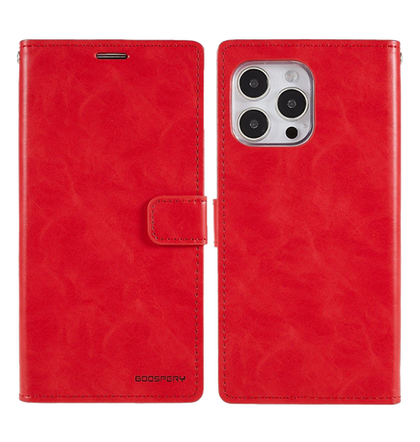 iPhone 14 Pro Max Wallet Case – Red | Goospery Mercury Bluemoon Premium Dairy Flip Cover image 0