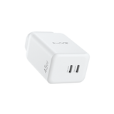 MVR 45W Wall Adapter (GAN-45) - White | Dual USB - C Ports, SUPPORTS PD 3.0 & QC 3.0
