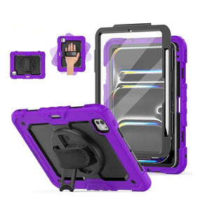 Apple iPad Pro 11" (2024) Case - Purple | Survivor Generic 360 Rotating Hand Strap Stand, Shockproof & Scratch - Resistant Protective Cover image 0