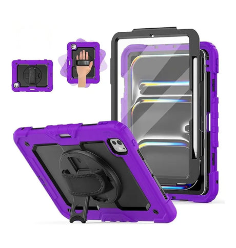 Apple iPad Pro 11" (2024) Case - Purple | Survivor Generic 360 Rotating Hand Strap Stand, Shockproof & Scratch - Resistant Protective Cover image 0