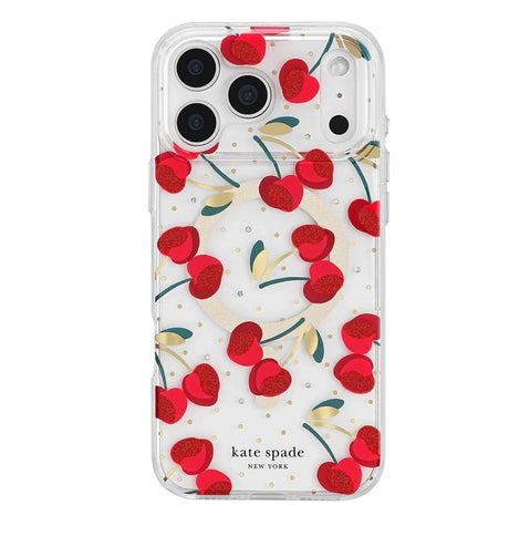 iPhone 17 Pro Cherry Dot MagSafe Case – Clear/Red & Gold | Kate Spade Protective Cover with Stylish, Slim & Durable Design image 0