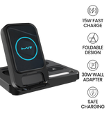 MVR Black Foldable 3 in 1 Charging Stand Universal Charger with Light - DC-2 image 5