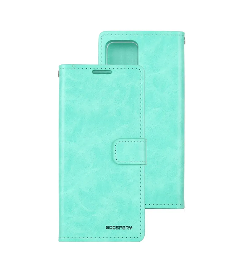 iPhone 15 Pro Max Wallet Case – Mint Green Floral | Goospery Mercury Bluemoon Slim Cover with Magnetic Closure & Card Holder image 0