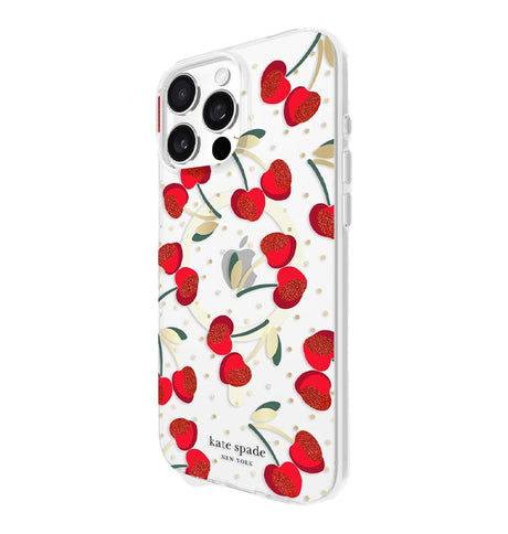 iPhone 16 Pro Max Cherry Dot MagSafe Case – Clear/Red & Gold | Kate Spade Protective Cover with Stylish, Slim & Durable Design image 1