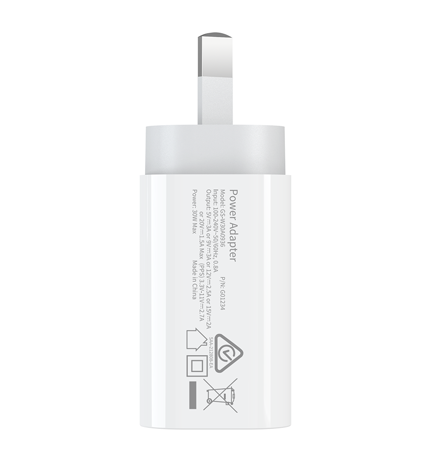 MVR 30W Wall Adapter - White | USB - C Ports, SUPPORTS PD 3.0 & QC 3.0 image 2
