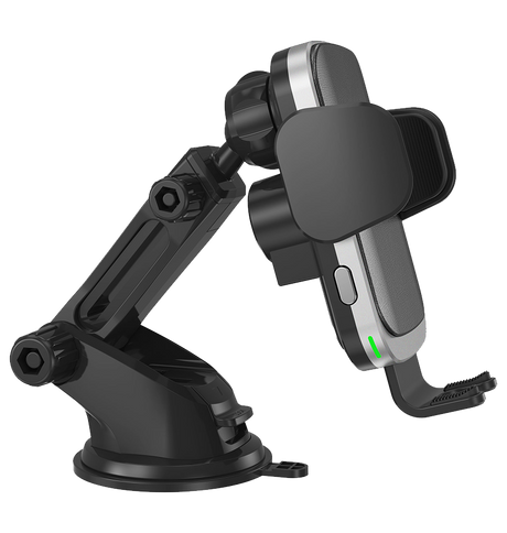 MVR T6 Car Phone Holder - Black | 15W Fast Charging, Secure Grip, Single Coil Design & Adjustable Arm image 4