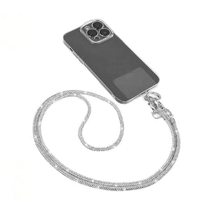 Universal Phone Lanyard with Artifical Diamonds - Silver |Stylish Strap for Phones & Cases image 0