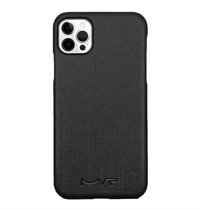iPhone 13 Pro Magsafe Case - Black | MVR Saffiano Shockproof Protective Leather Back Cover image 0