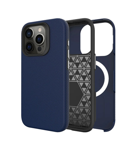 iPhone 15 Triangle Pattern MagSafe Case - Navy Blue | Rugged Shockproof Back Cover image 0