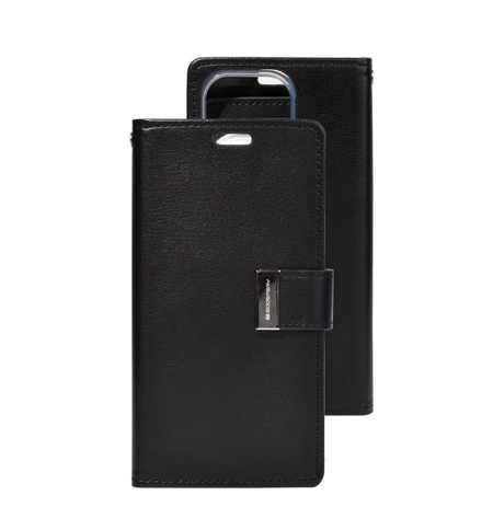 iPhone 15 Pro Max Wallet Case – Premium Black | Goospery Mercury Rich Diary PU Leather with Card Holder & Front Cash Pocket image 0