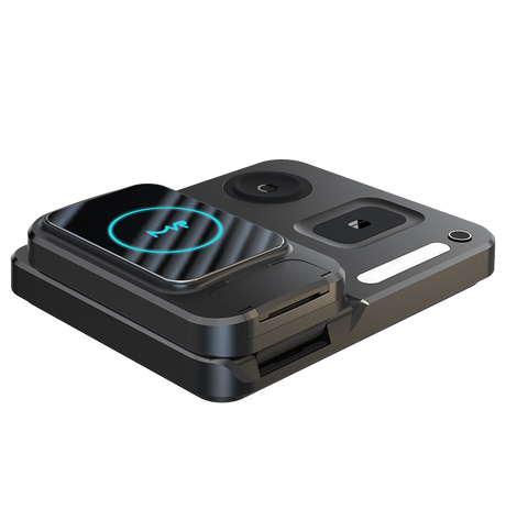 MVR Black Foldable 3 in 1 Charging Stand Universal Charger with Light - DC-2 image 1