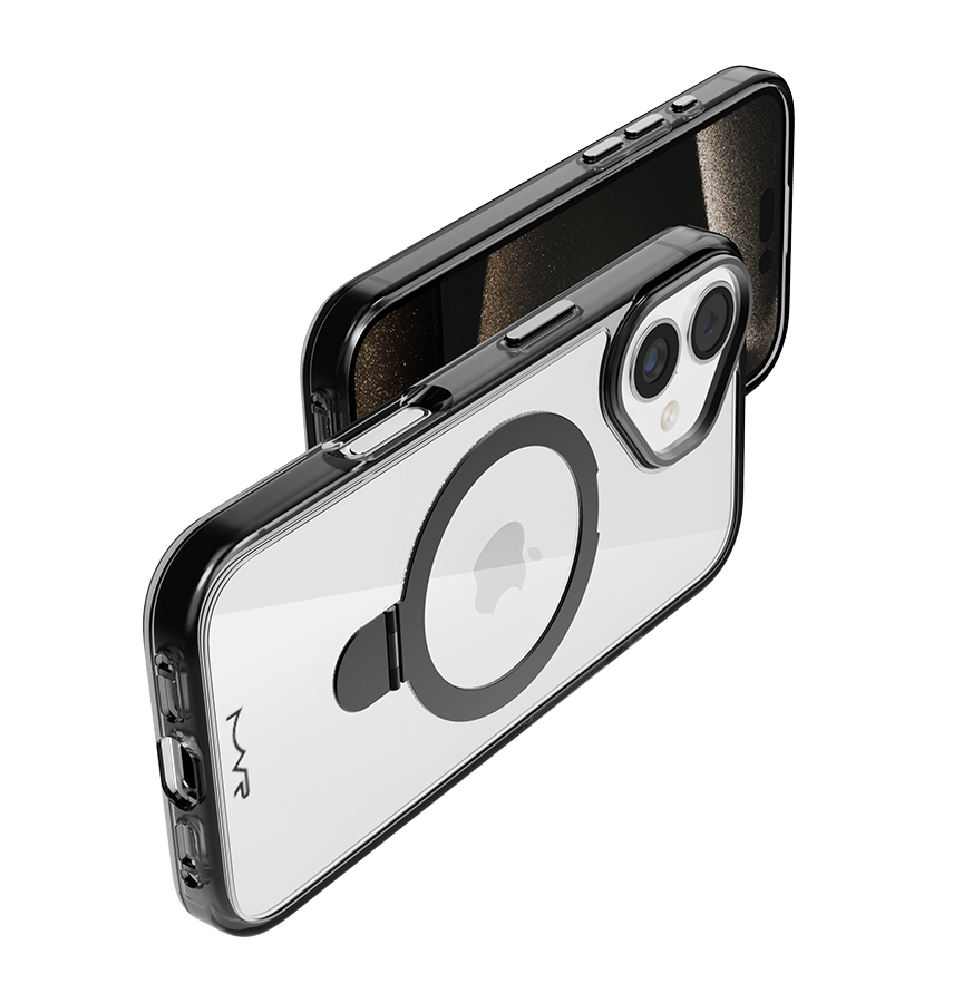 iPhone 16 Plus Stellar Stand Case - Smokey Black | Built In Adjustable Kickstand, Shockproof Back Cover image 1