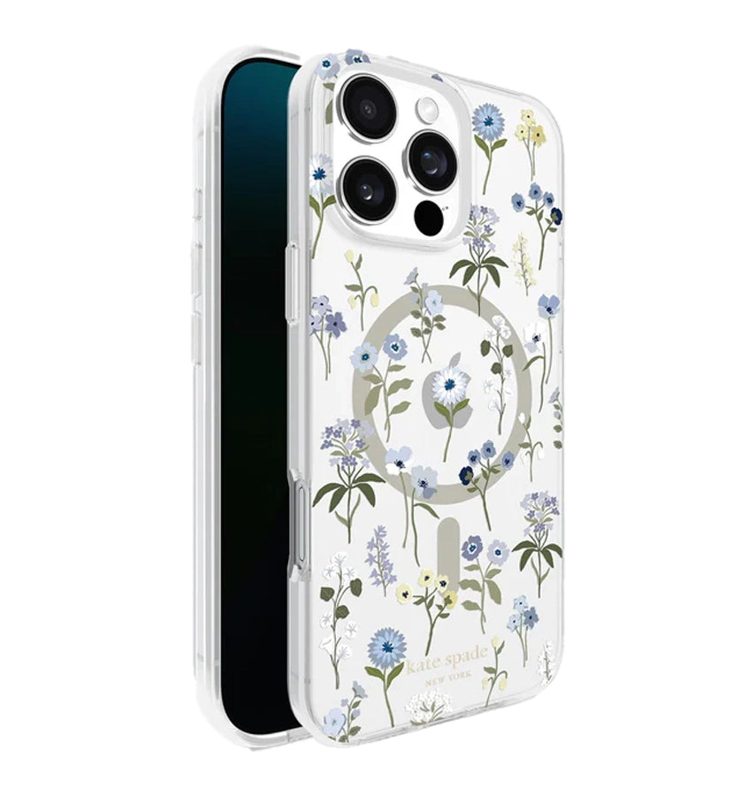 iPhone 16 Precious Bloom MagSafe Case – Clear Blue | Kate Spade  Protective Cover with Elegant, Slim & Durable Design image 2
