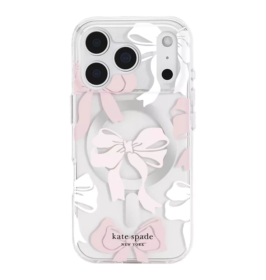 iPhone 17 Pro Tied With a Bow MagSafe Case – Clear/Pink/White | Kate Spade Protective Cover with Stylish, Slim & Durable Design image 0