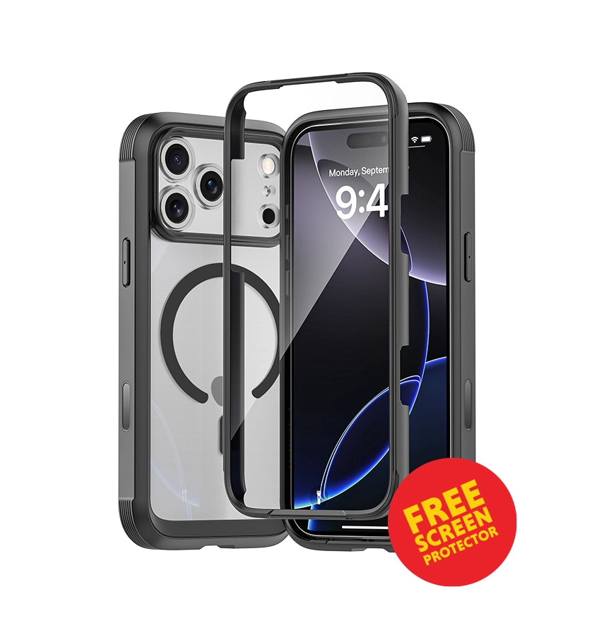 iPhone 17 Robust 360 Case – Black | MVR Full-Body Protection, Built-In Screen Guard, Shockproof Design image 0