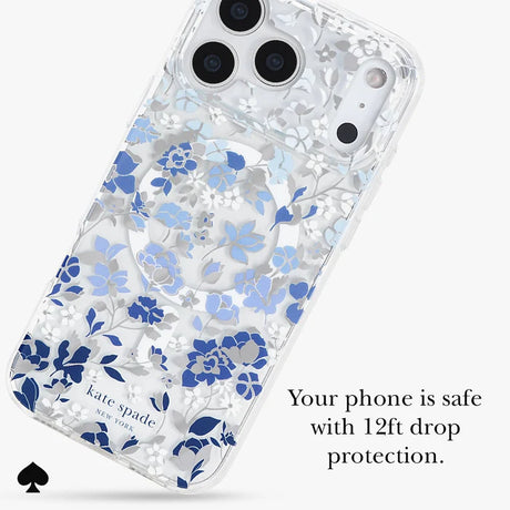 iPhone 17 Pro Max MagSafe Case – Clear/Blue | Kate Spade Floral Stylish Floral Design, Slim Fit, MagSafe Compatible image 1