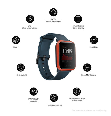 Amazfit Bip S Smartwatch – Red/Orange | 40-Day Battery Life, GPS, Always-On Color Display, 5ATM Waterproof image 1