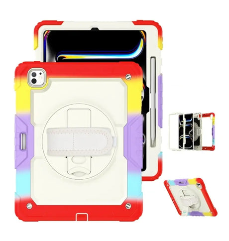 Apple iPad Pro 11" (2024) Case - Rainbow Red | Survivor Generic 360 Rotating Hand Strap Stand, Shockproof & Scratch - Resistant Protective Cover image 0